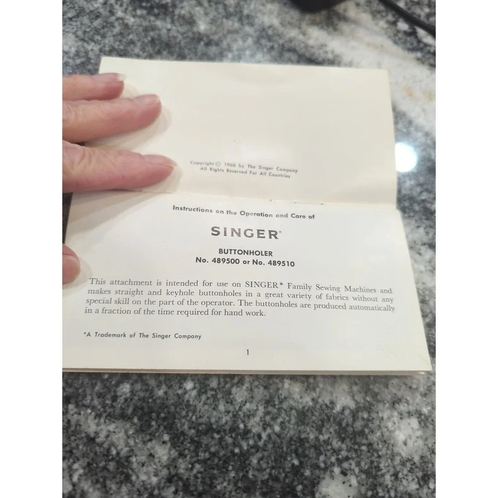 Vtg 1960 Singer Buttonholer Sewing Machine Attachment Storage Case Instructions